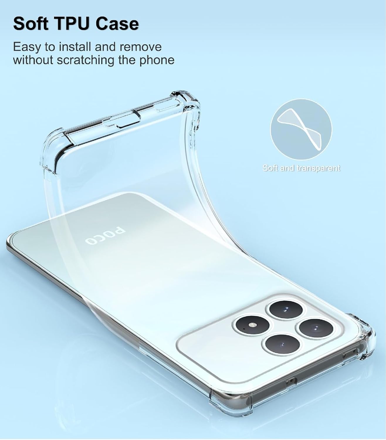 Xiaomi Poco F8 Pro / F8 Ultra Case Clear Silicone Shockproof Gel Phone Cover