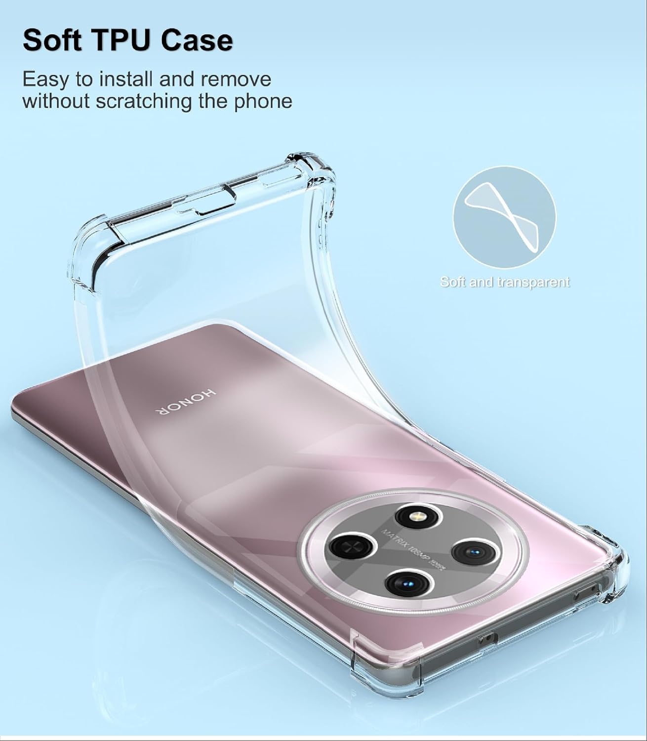 Honor Magic 7 Lite Case Clear Silicone Shockproof Gel Phone Cover