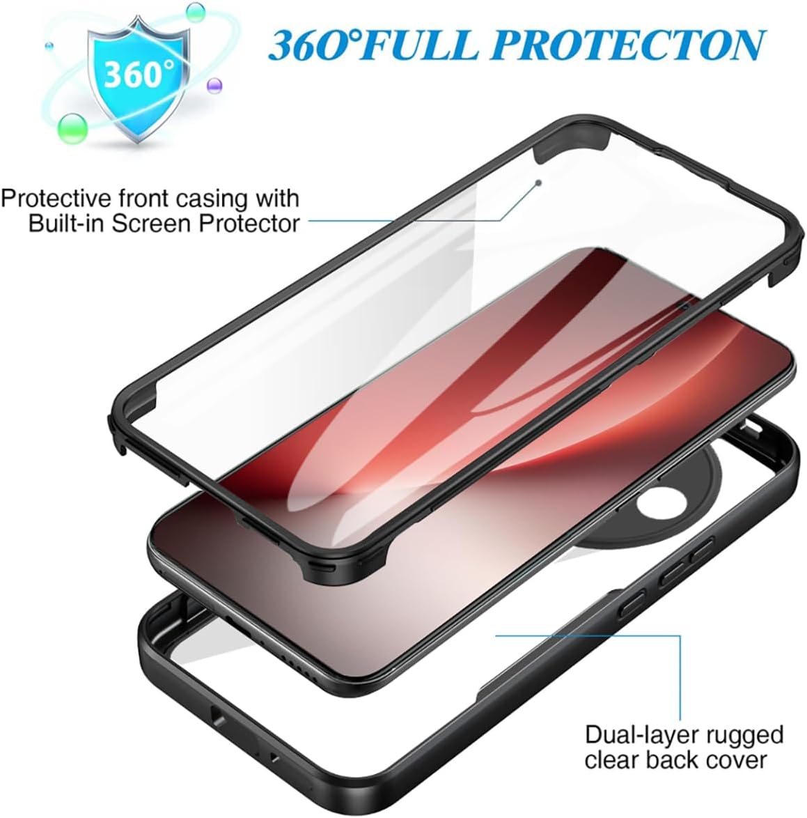 Honor Magic 8 Lite Case 360 Full Body Screen Protector Cover