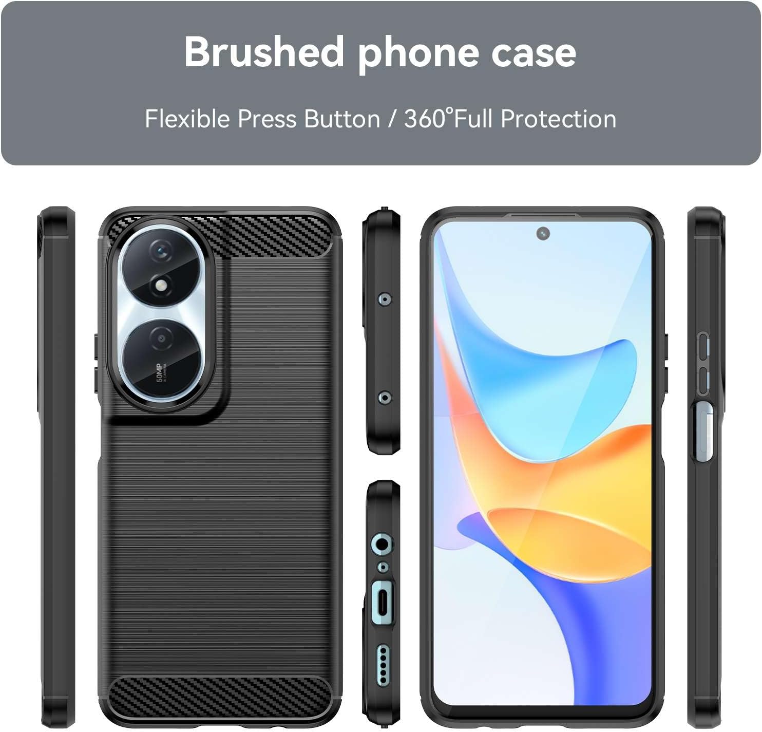 Honor 90 Smart Case Carbon Fibre Phone Cover + Screen Protector
