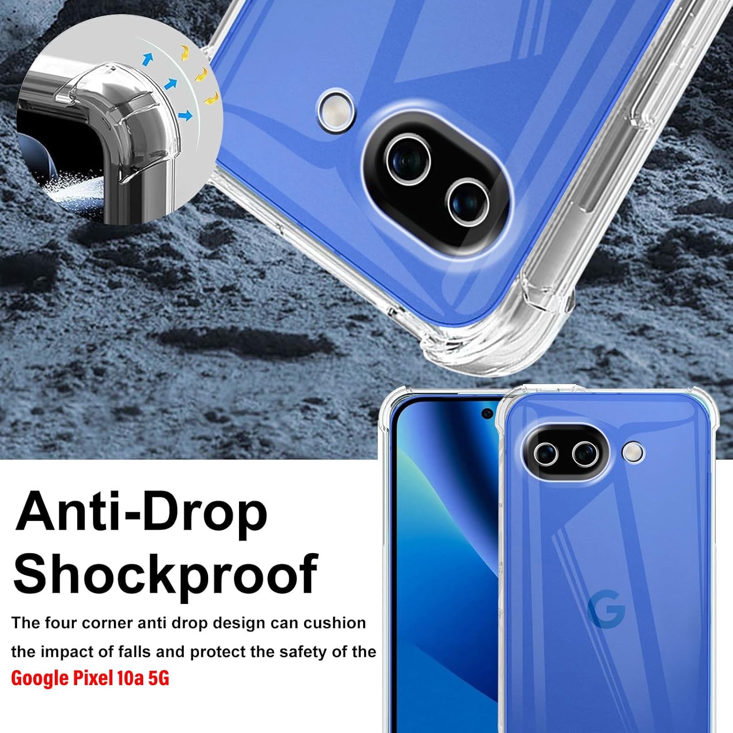 Google Pixel 10a Case Clear Phone Cover & Screen Protector