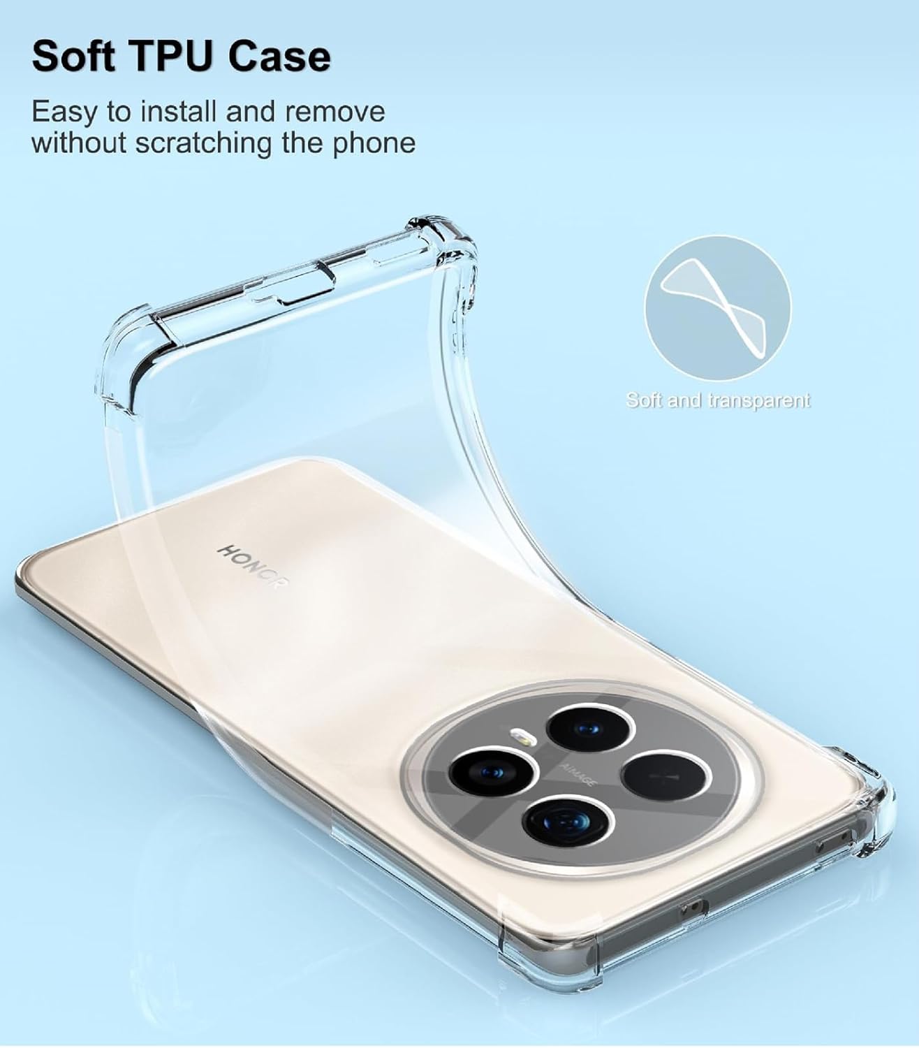 Honor Magic 8 / Magic 8 Pro Case Clear Silicone Shockproof Gel Phone Cover