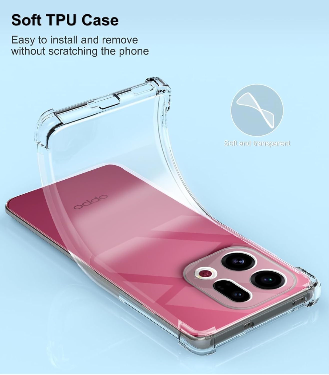 Oppo Find X9 / Find X9 Pro Case Clear Silicone Shockproof Gel Phone Cover