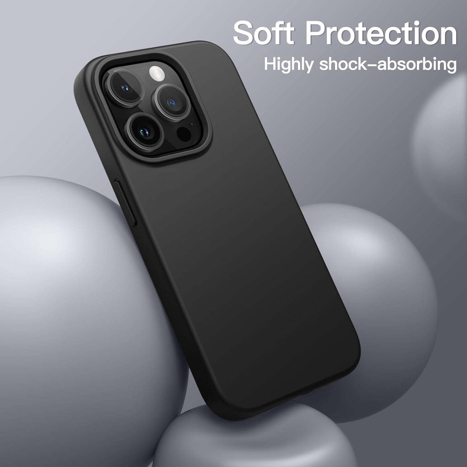 Apple iPhone 15 Pro Case Matte Soft Black Gel Phone Cover