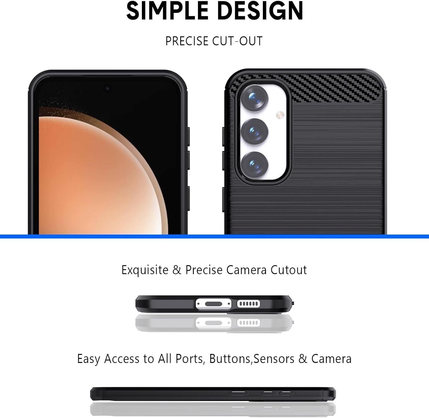 Samsung Galaxy S23 FE Case Carbon Fibre Phone Cover & Screen Protector