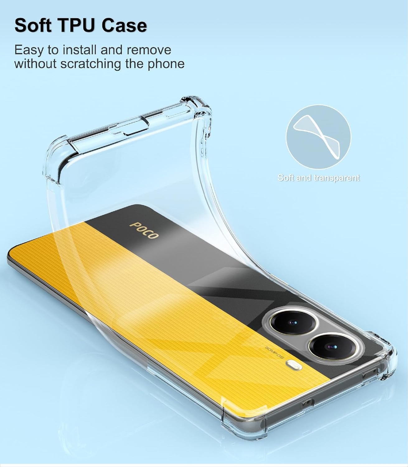 Xiaomi Poco X7 Pro Case Clear Silicone Shockproof Gel Phone Cover
