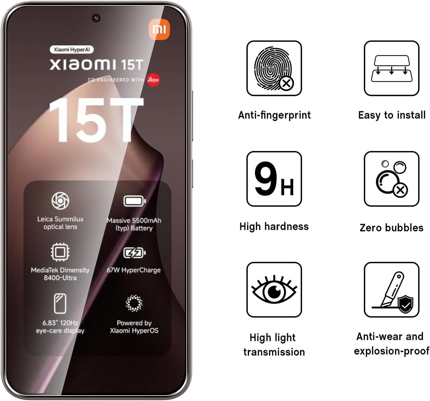 Xiaomi 15T / 15T Pro Screen Protector Glass [2 Pack]