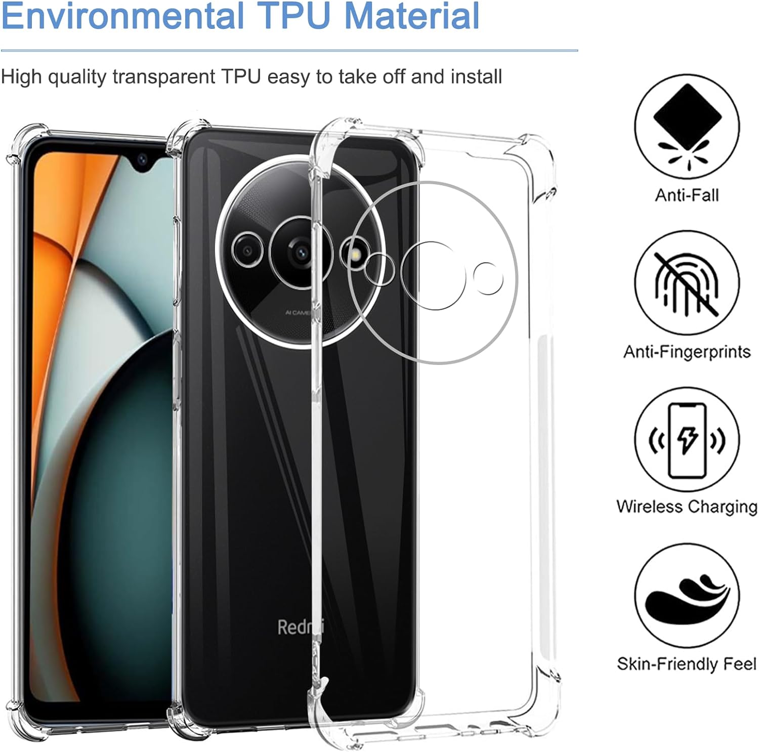 Xiaomi Redmi A3 Case Clear Phone Cover & Screen Protector