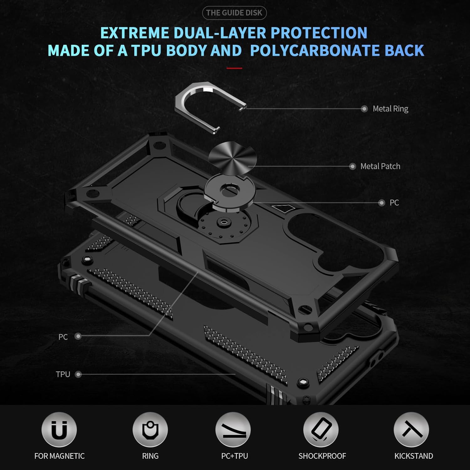 Samsung Galaxy S25 FE Case Shockproof Ring Stand Phone Cover
