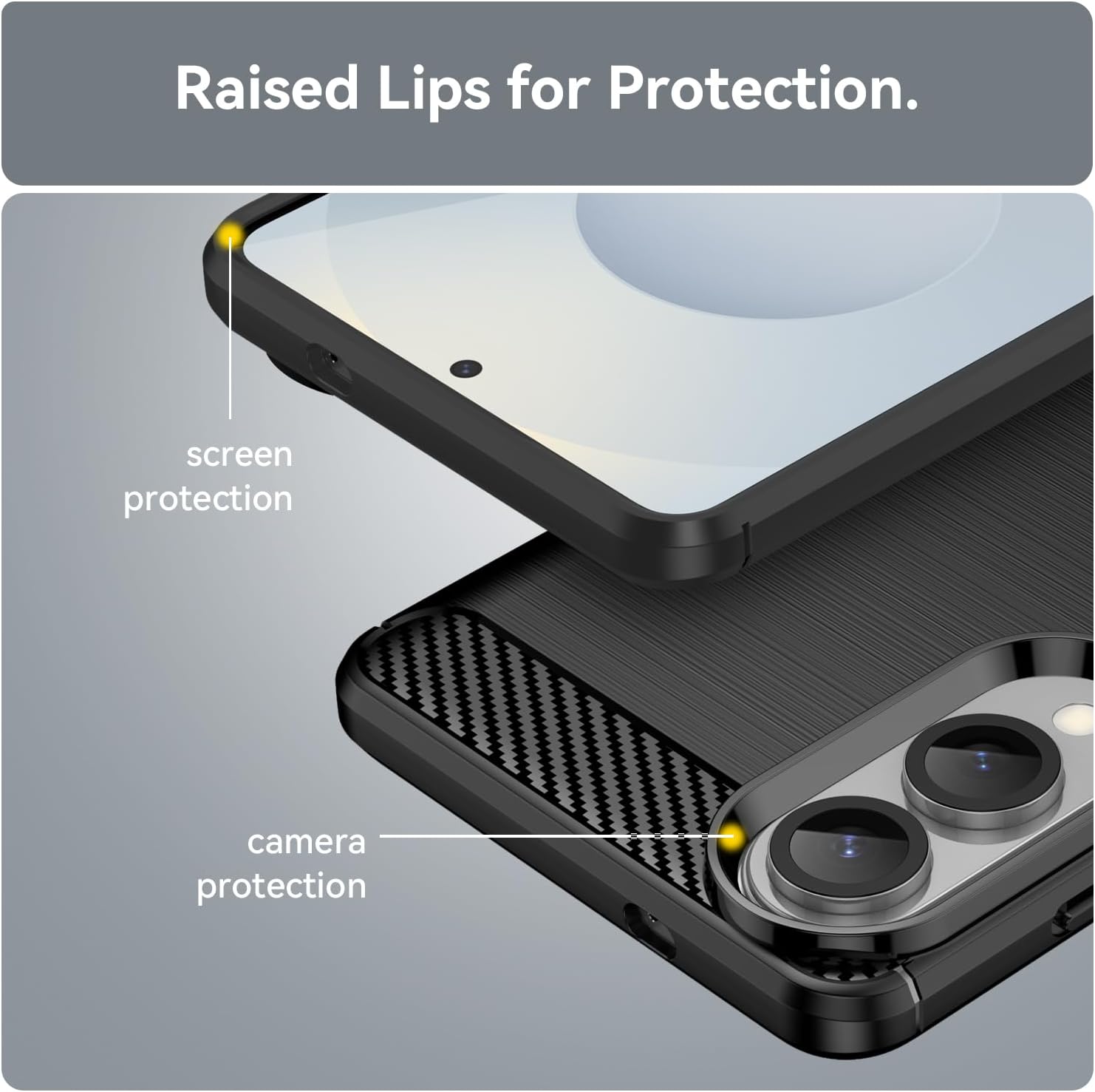 Samsung Galaxy S25 Edge Case Carbon Fibre Phone Cover + Screen Protector