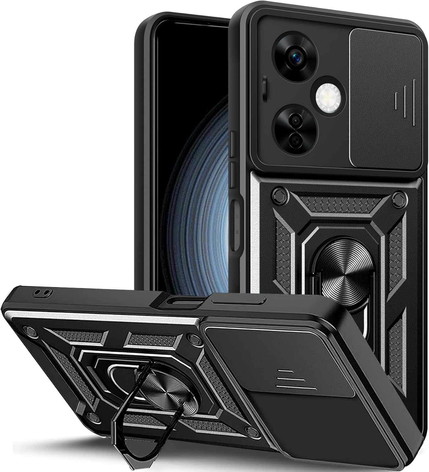 Xiaomi Poco F6 Case Shockproof Ring Stand Phone Camera Lens Cover