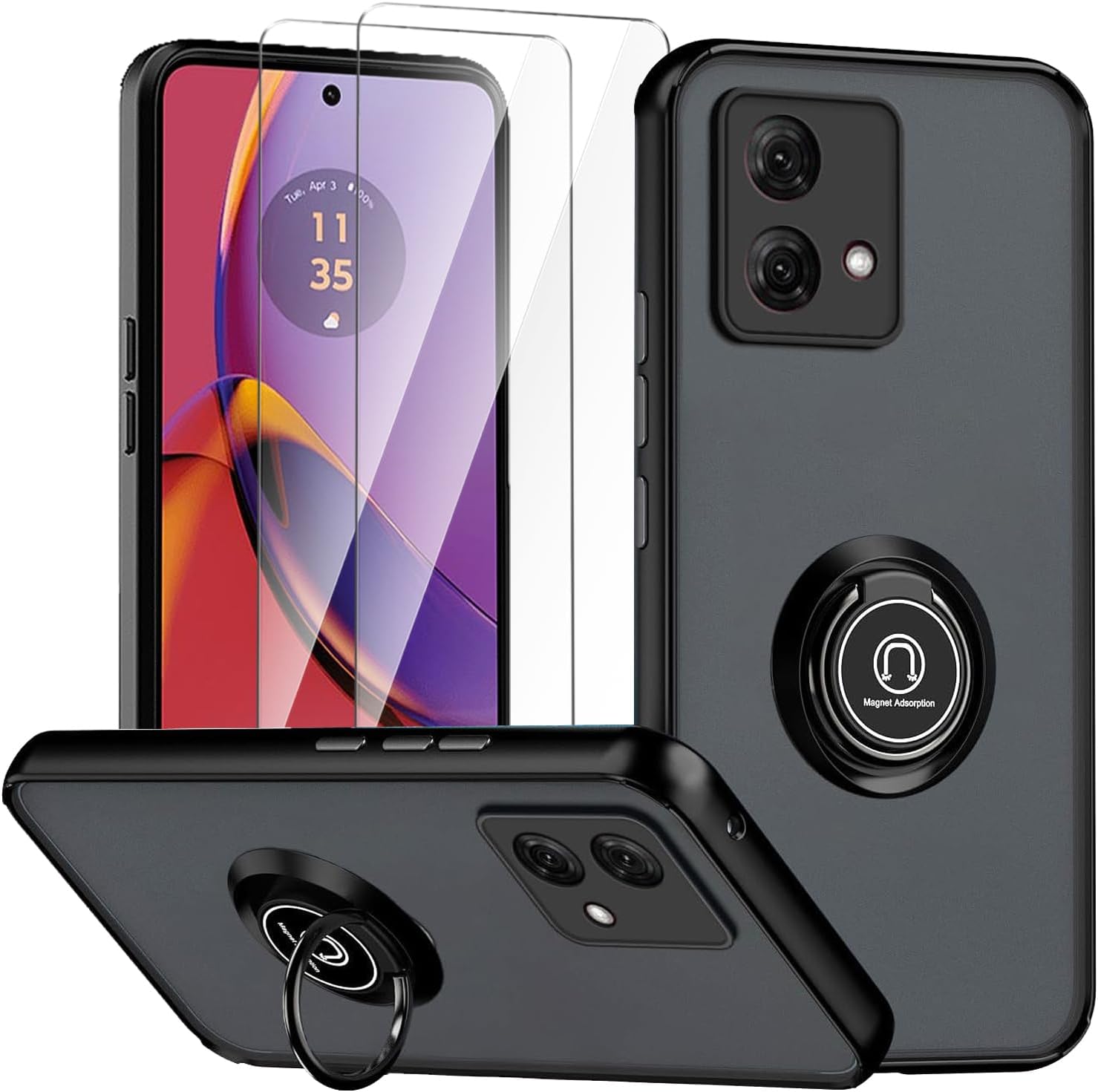 Motorola Moto G84 5G Case Kickstand Shockproof Cover Heavy Duty & Screen Protector