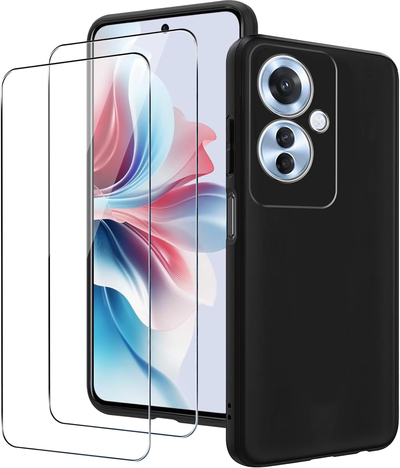 Oppo Reno 11 F 5G Case Black Gel Phone Cover & Screen Protector