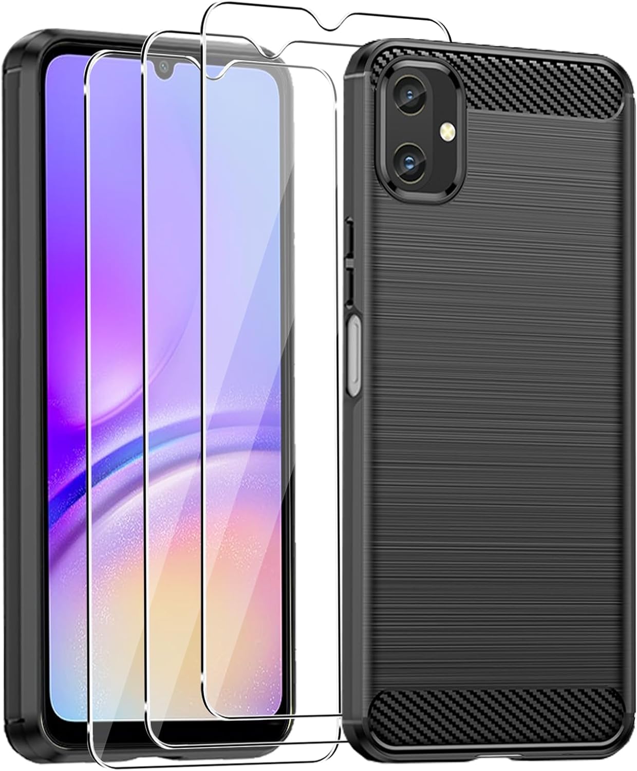 Samsung Galaxy A05 / A05S Case Carbon Fibre Phone Cover & Screen Protector