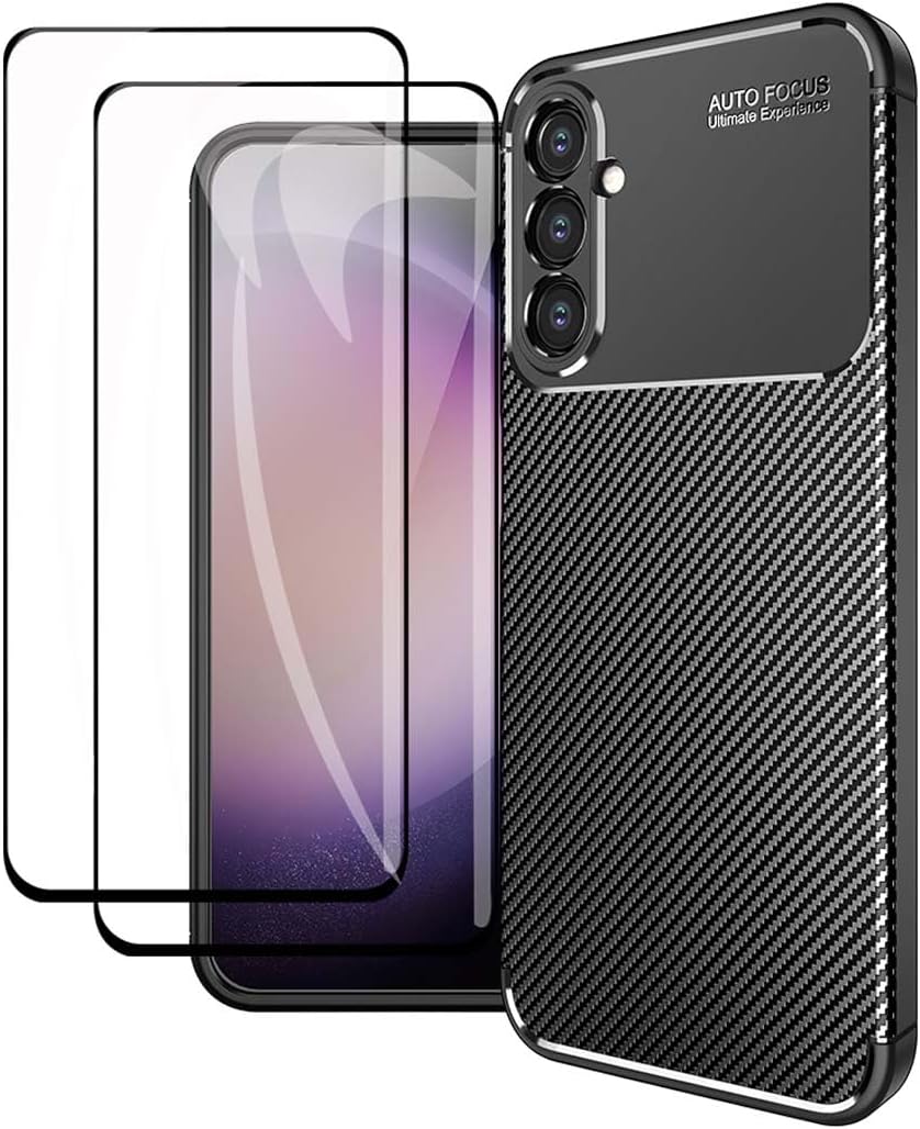 Samsung Galaxy S24 Plus Ultra Case Carbon Fibre Phone Cover & Screen Protector