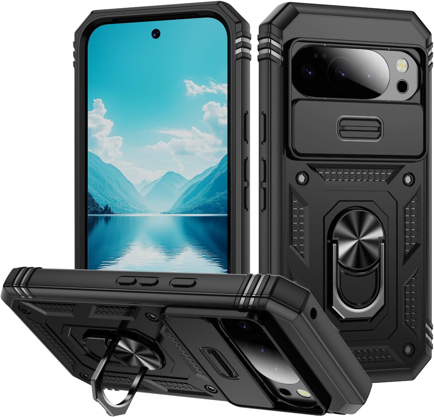 Google Pixel 10 10 Pro 10 XL Case Shockproof Ring Stand Phone Camera Lens Cover