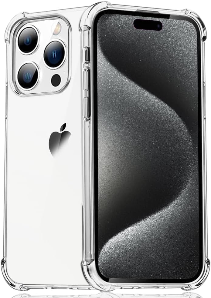Apple iPhone 15 Pro Case Clear Silicone Shockproof Gel Phone Cover