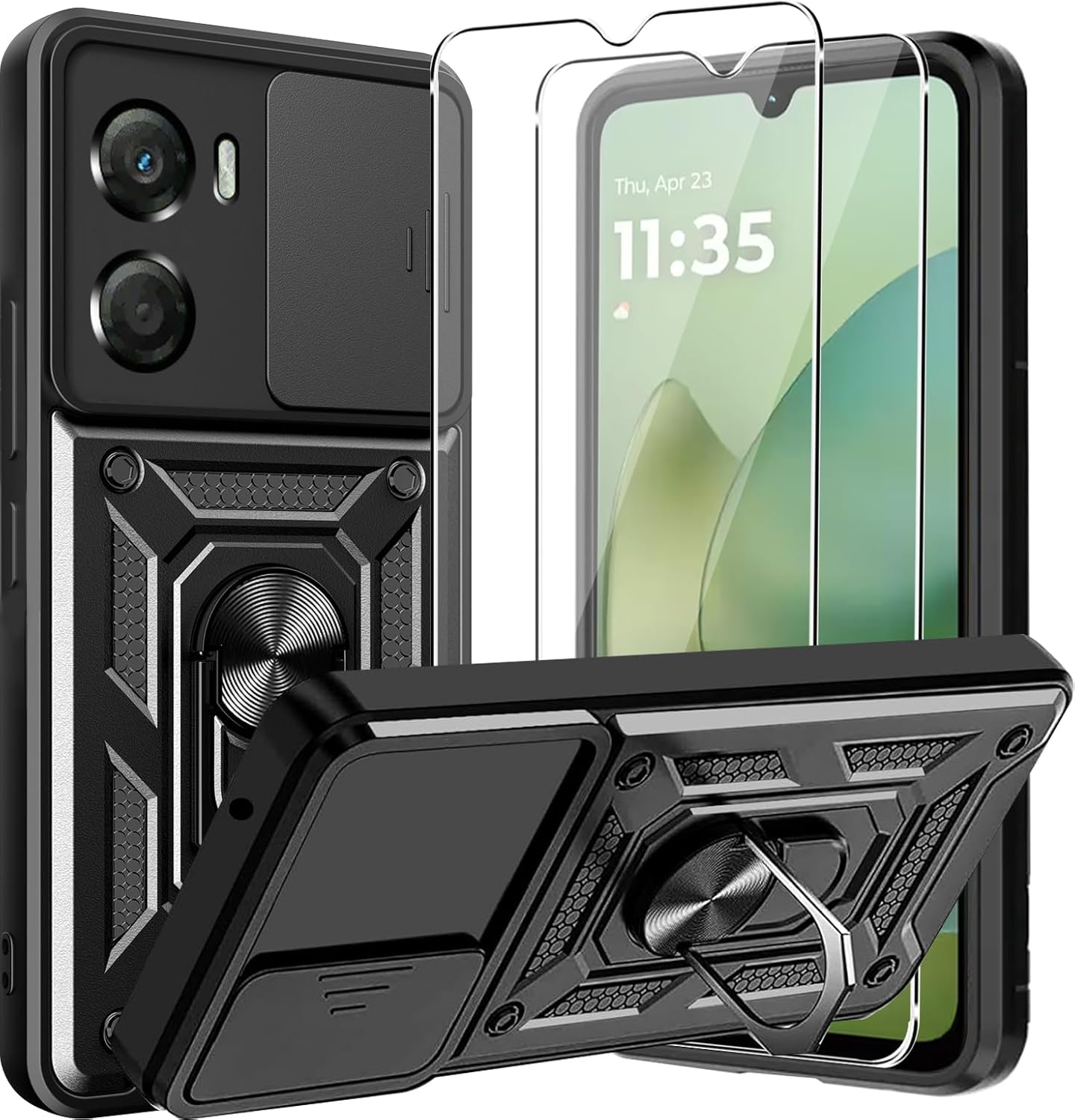 Motorola Moto G06/G06 Power Case Shockproof Ring Stand Phone Cover & Screen Protector
