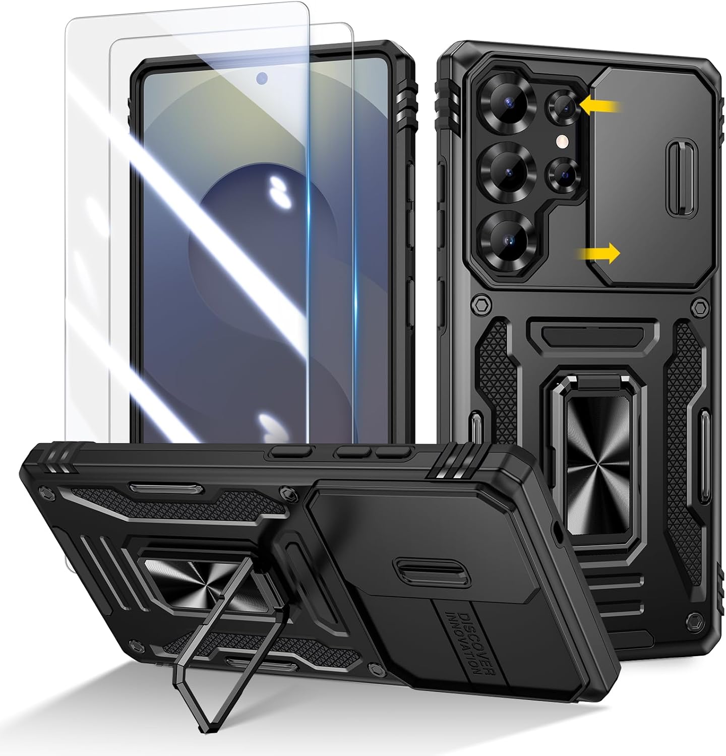 Samsung Galaxy S25 / S25 / Plus / S25 Ultra Case Shockproof Ring Stand Phone Cover & Screen Protector