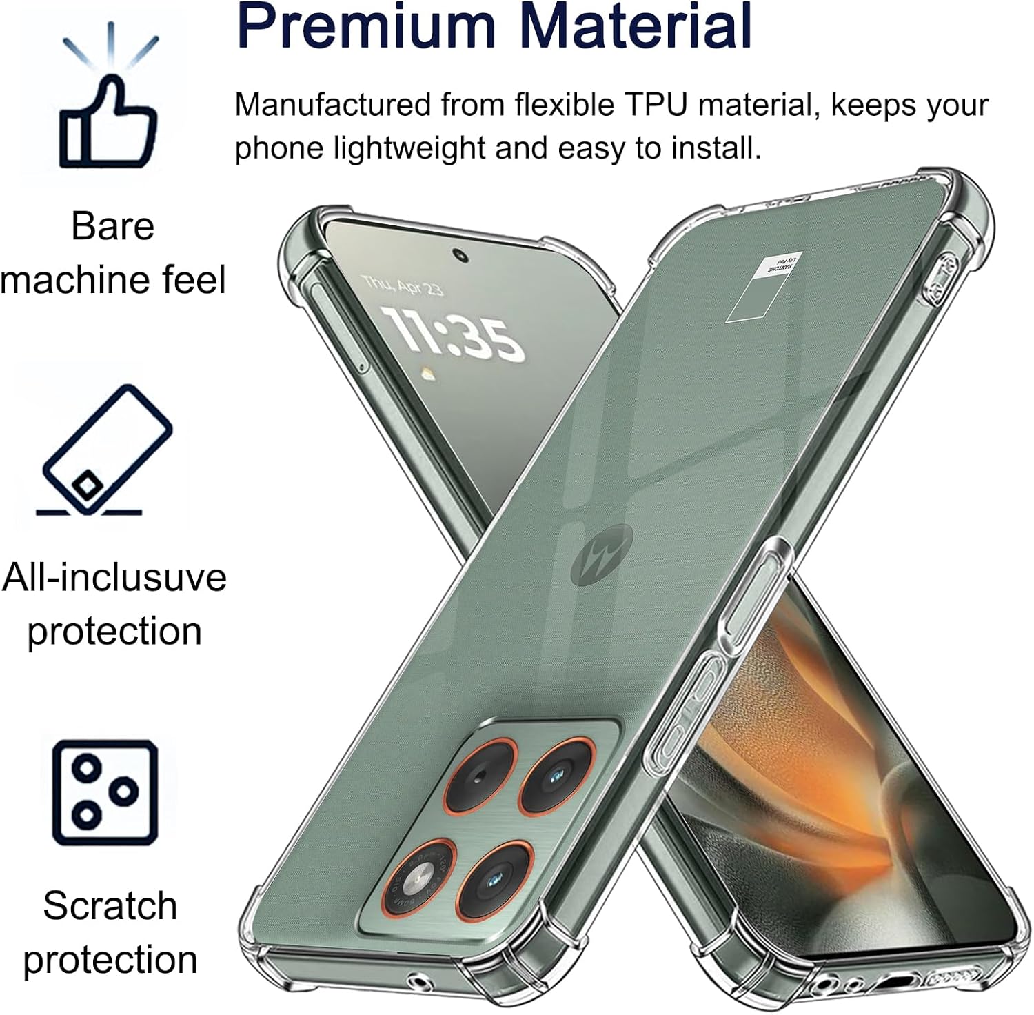 Motorola Edge 70 Pro Case Clear Phone Cover & Screen Protector