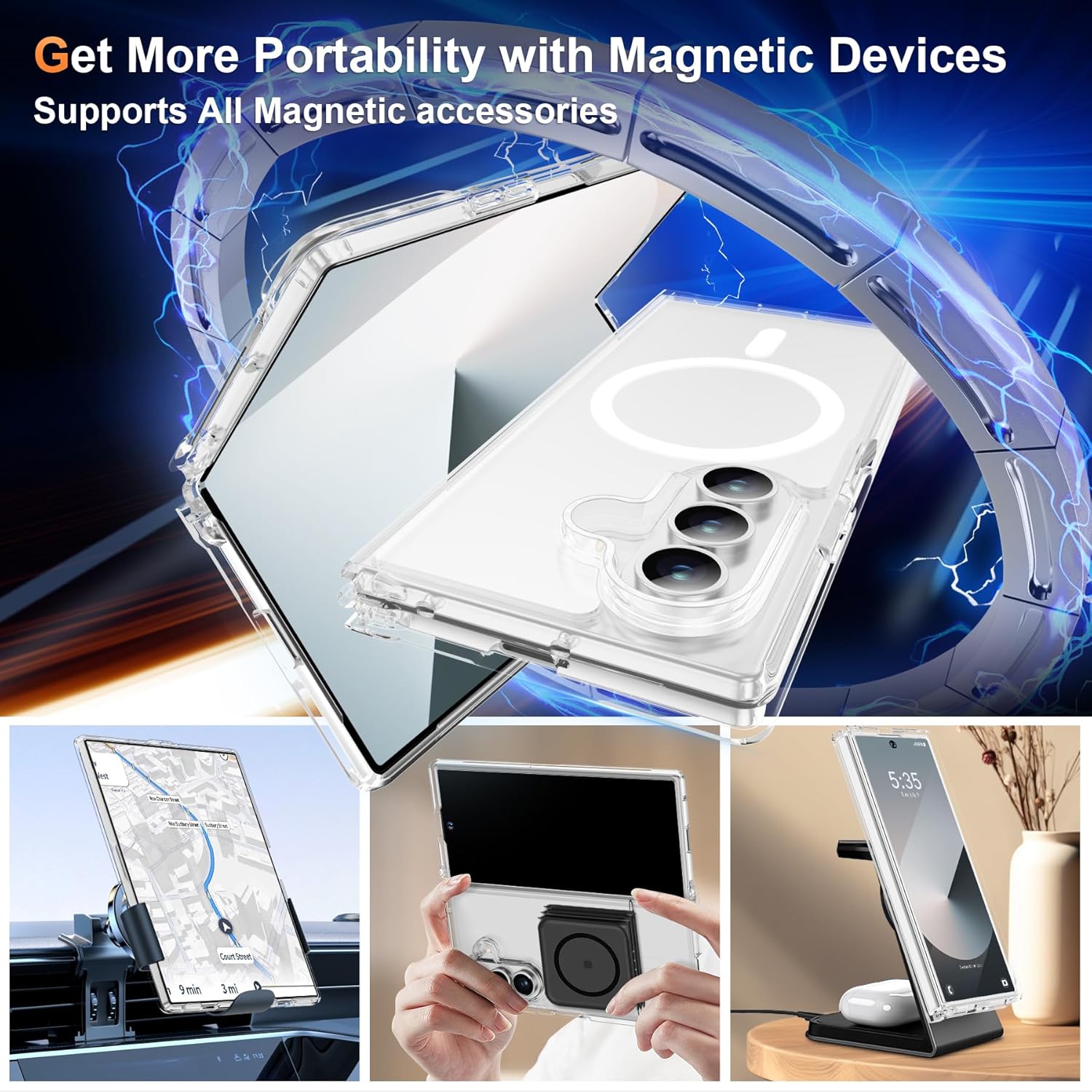 Samsung Galaxy Z Fold 7 Clear Case Magsafe Phone Cover Magnetic