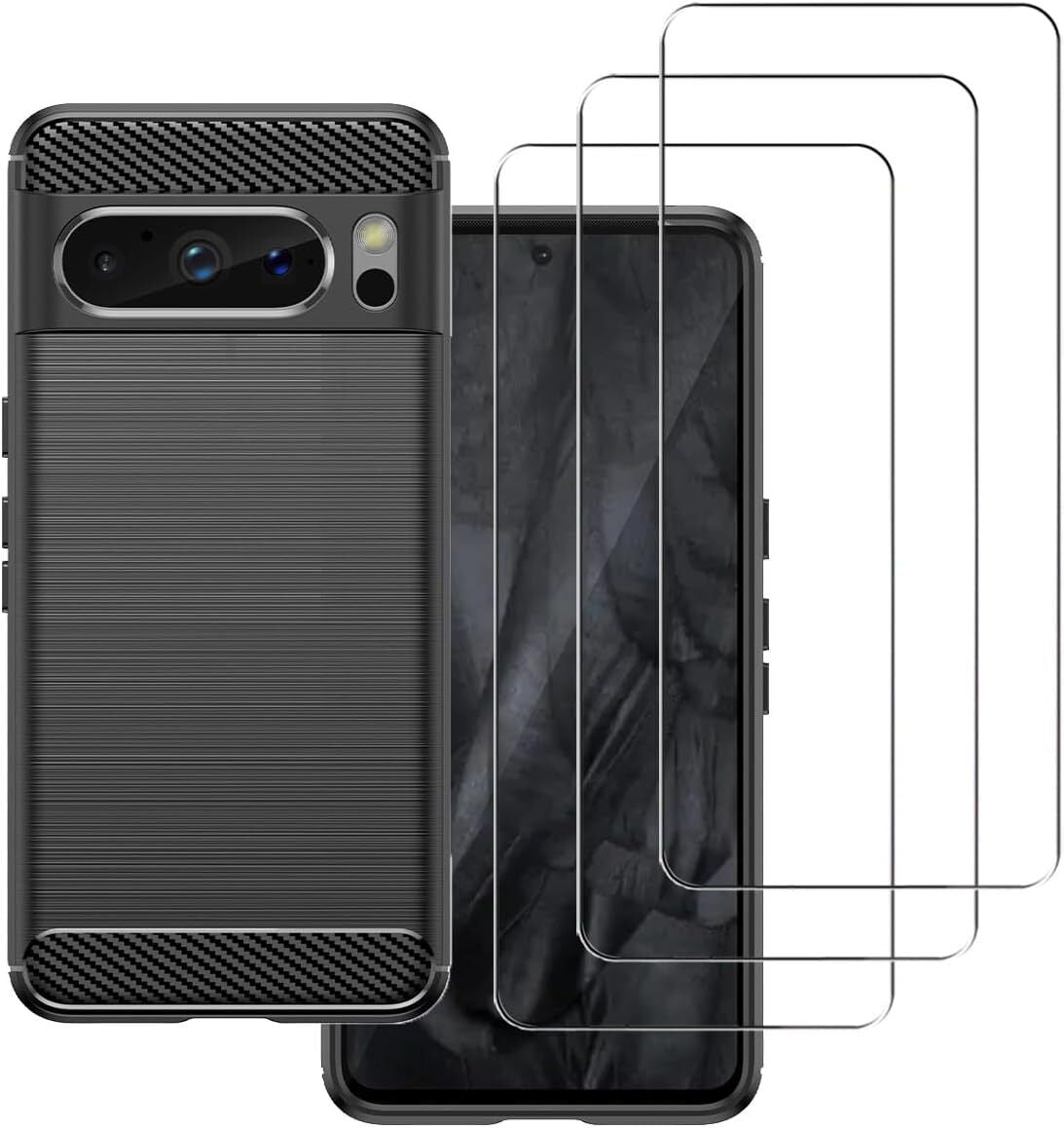 Google Pixel 8 / 8 pro Case Carbon Fibre Phone Cover + Screen Protector