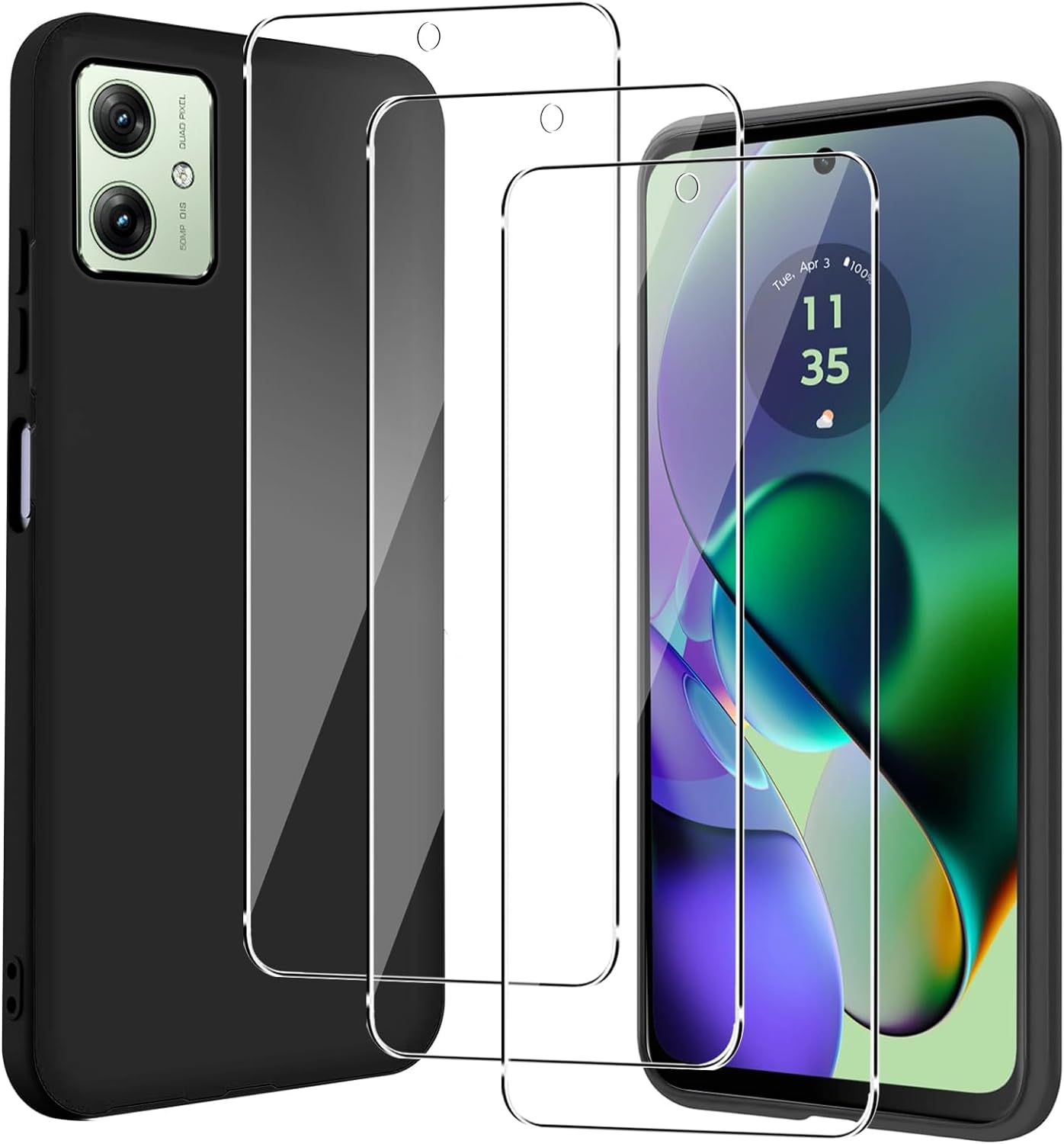 Motorola Moto G54 5G Case Black Gel Phone Cover & Screen Protector
