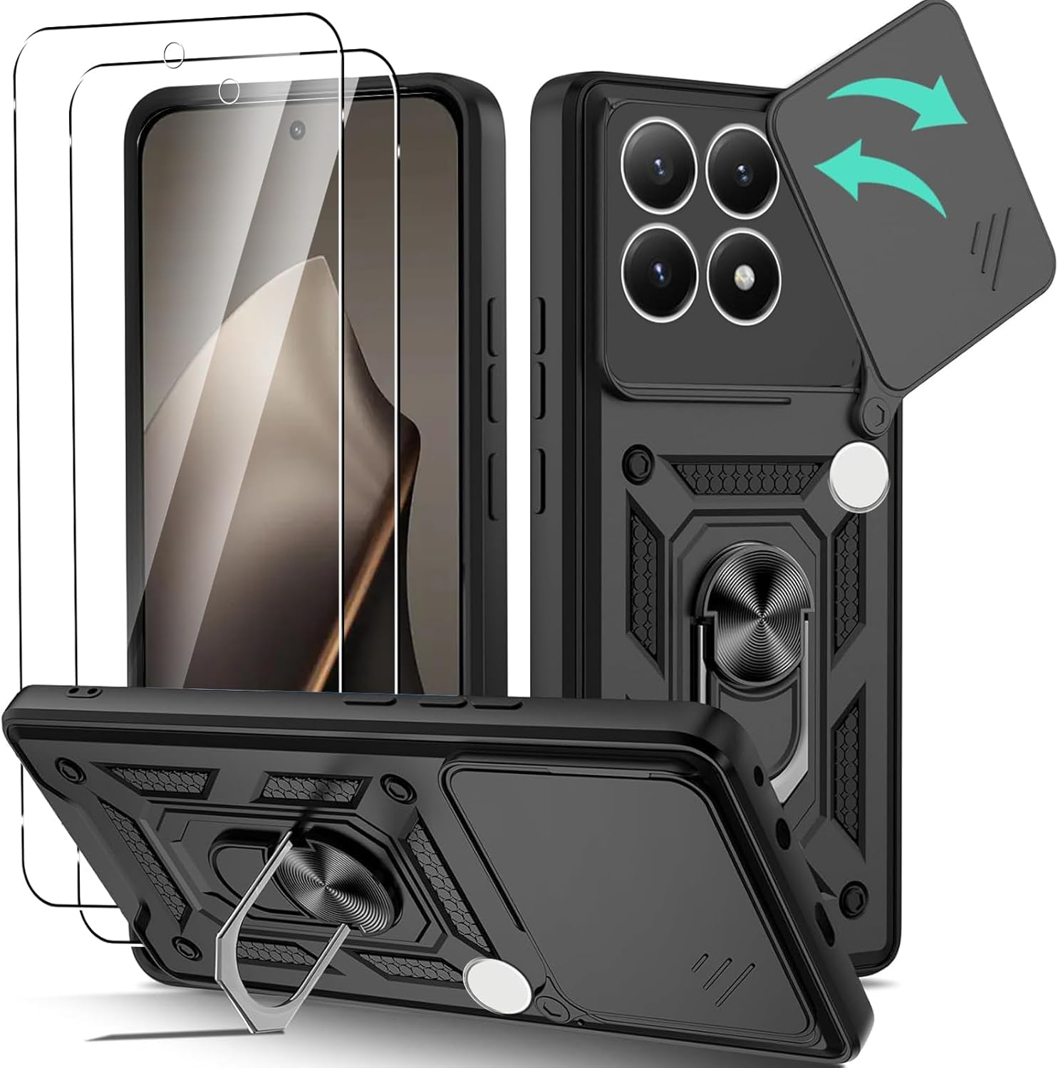 Xiaomi Poco F8 Pro / F8 Ultra Case Shockproof Ring Stand Phone Cover & Screen Protector