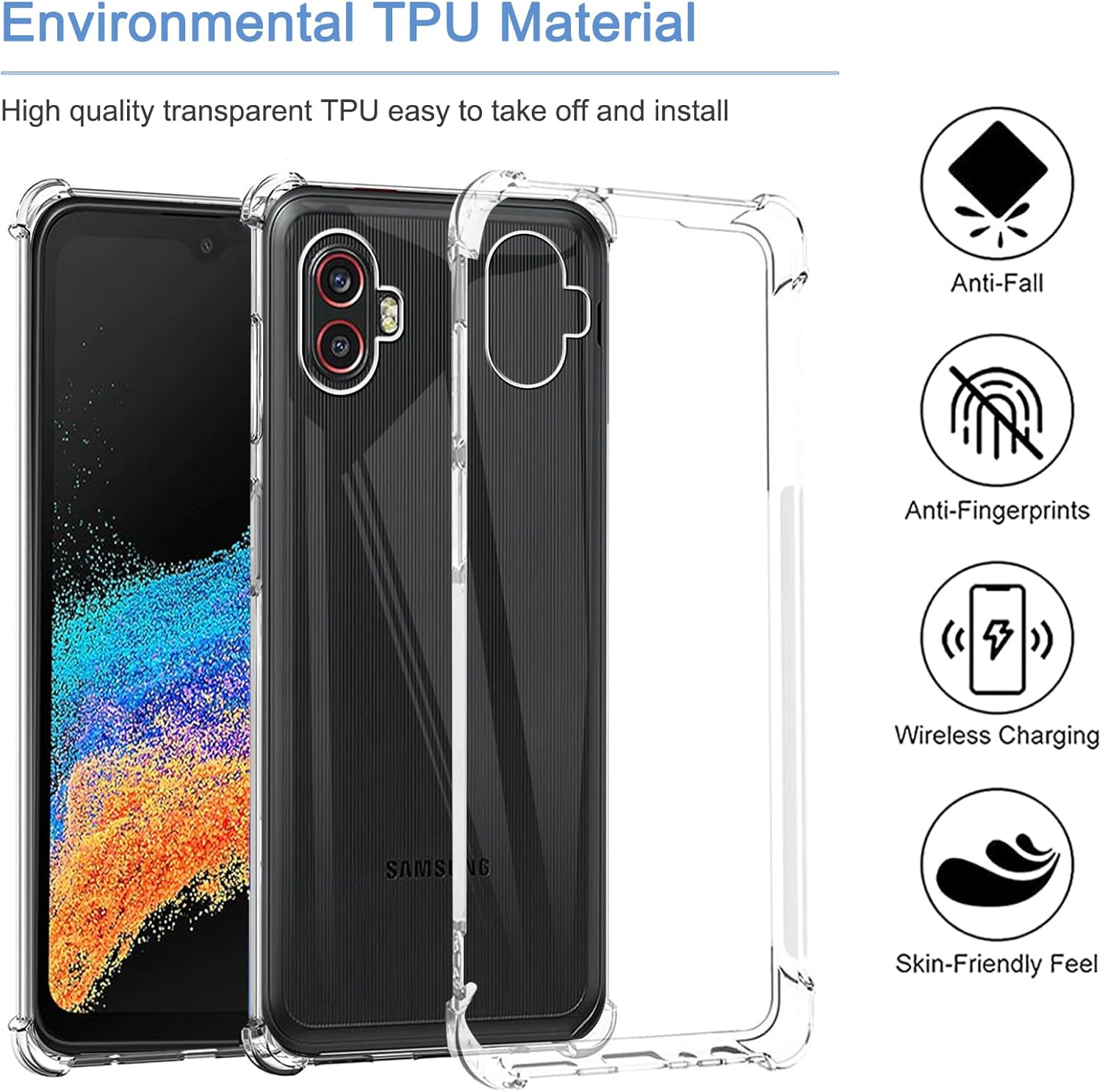 Samsung Galaxy XCover 4 5 6 Pro 7 Case Clear Silicone Shockproof Gel Phone Cover