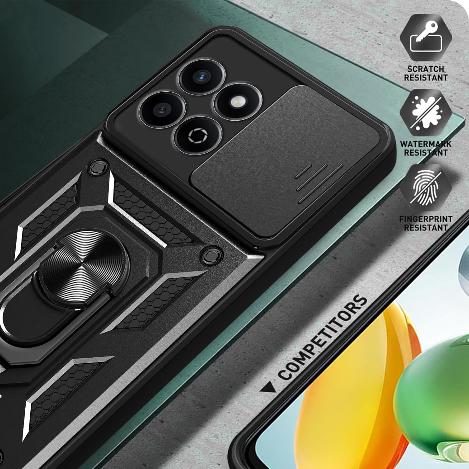 Honor X6c Case Shockproof Ring Stand Phone Cover & Screen Protector