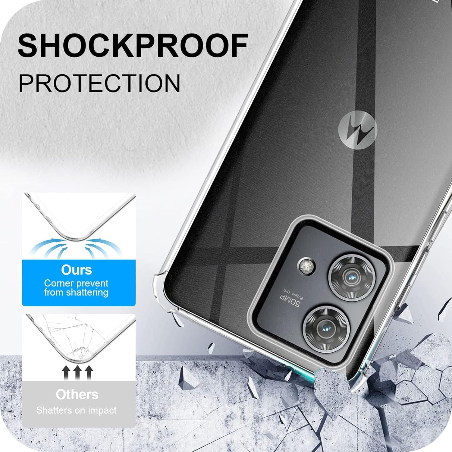 Motorola Edge 40/Neo/Pro Case Clear Silicone Shockproof Gel Phone Cover