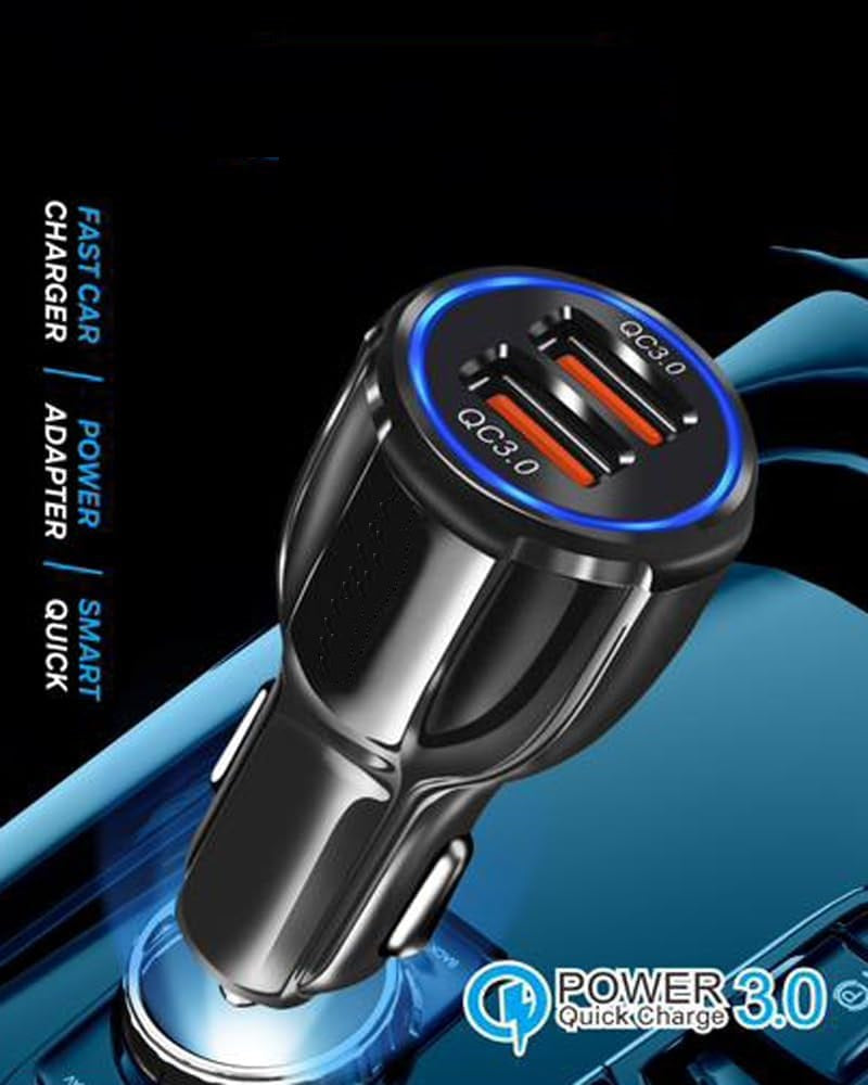 Quick Charge 3.0 36W/6A Dual USB Car Charger Adapter Cigarette Lighter 12V Fast Charging