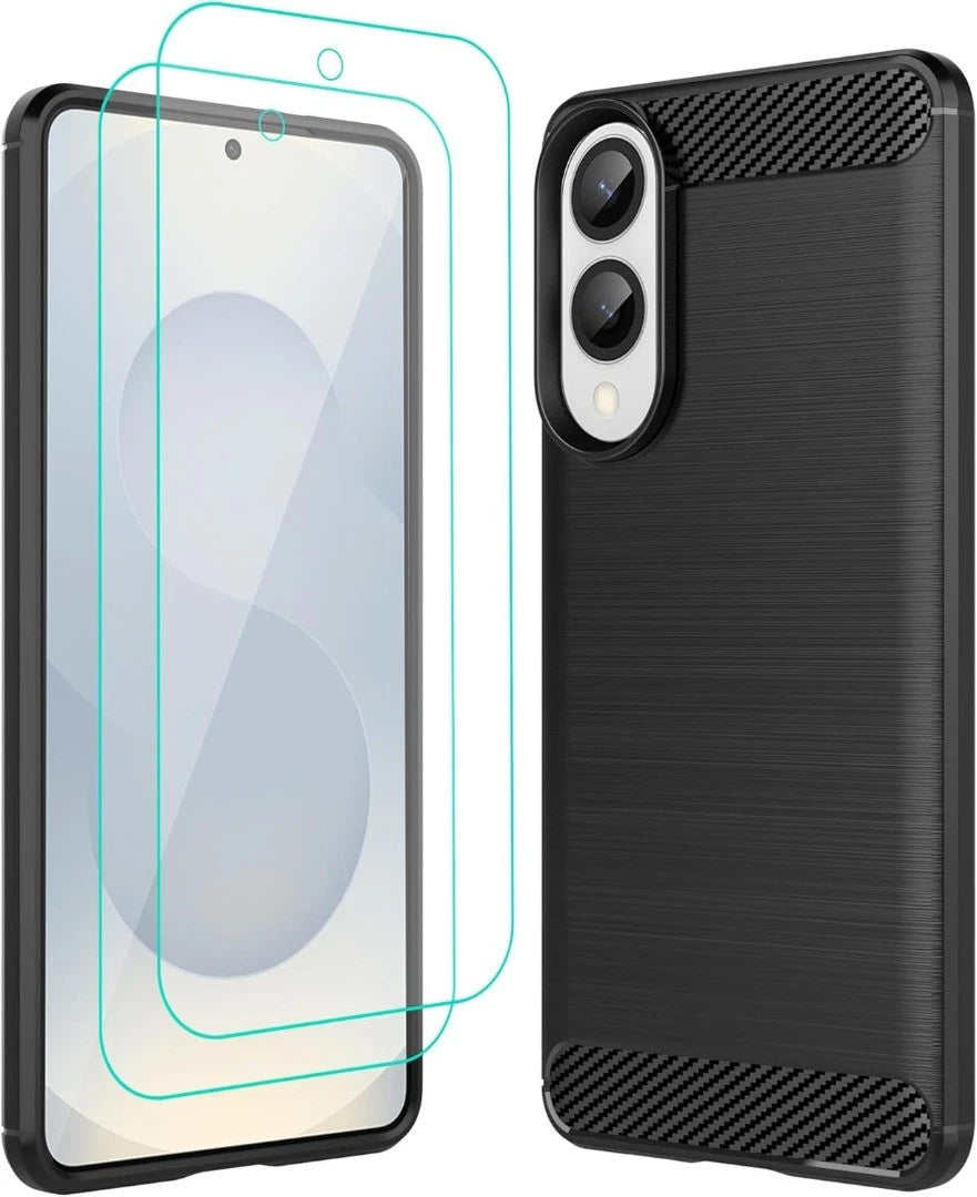 Samsung Galaxy S25 Edge Case Carbon Fibre Phone Cover + Screen Protector