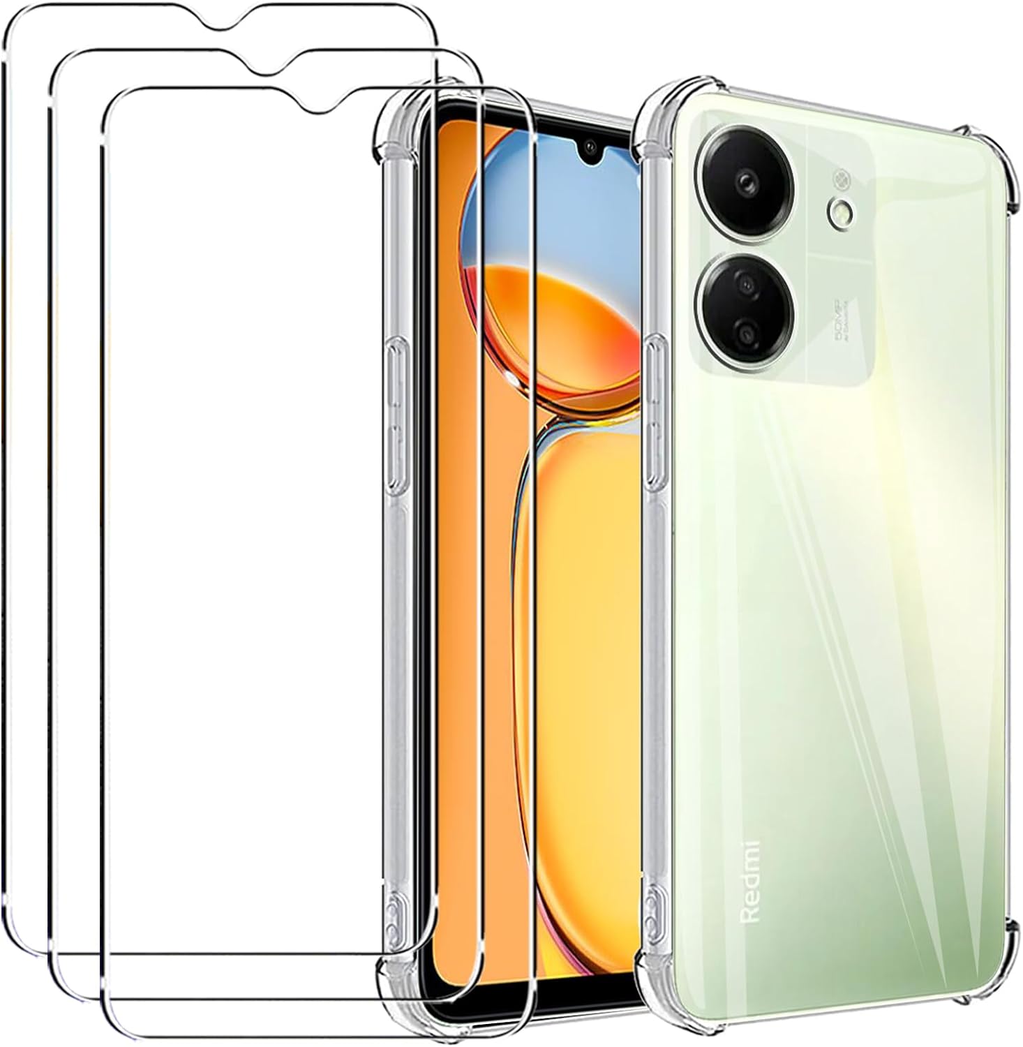 Xiaomi Redmi 13C / Poco C65 Case Clear Phone Cover & Screen Protector