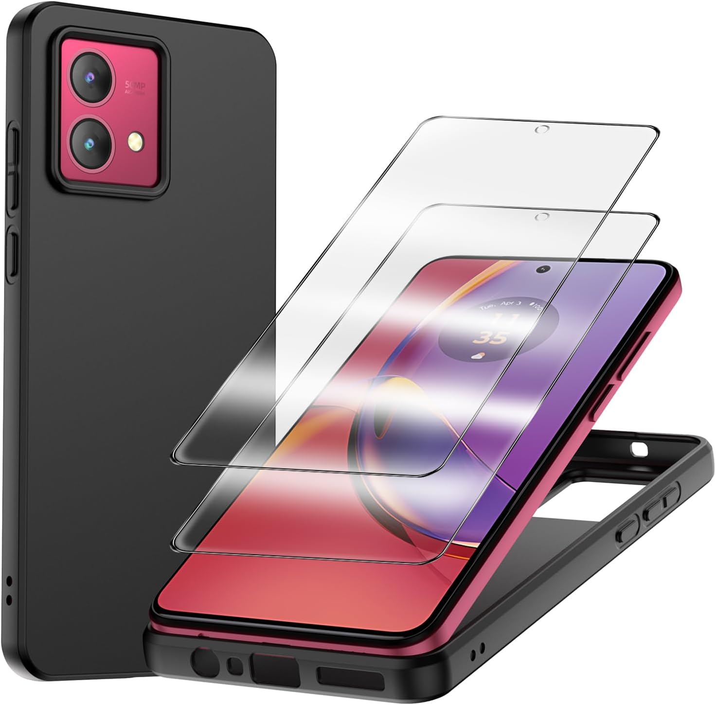 Motorola Moto G84 5G Case Black Gel Phone Cover & Screen Protector