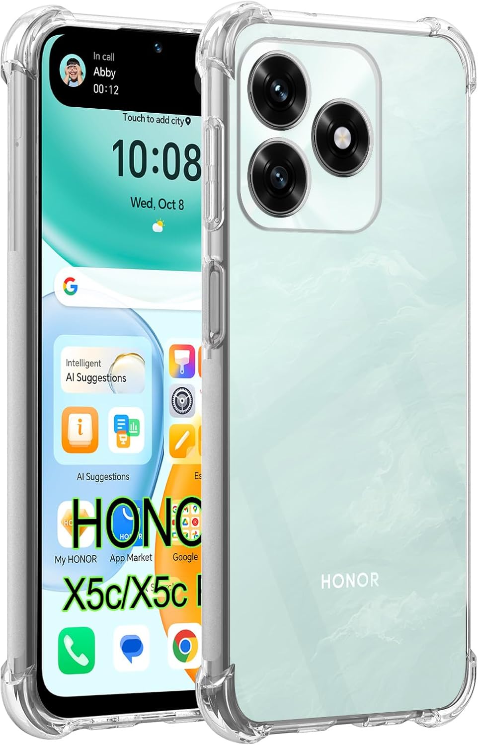Honor X5c Plus Case Clear Phone Cover & Screen Protector