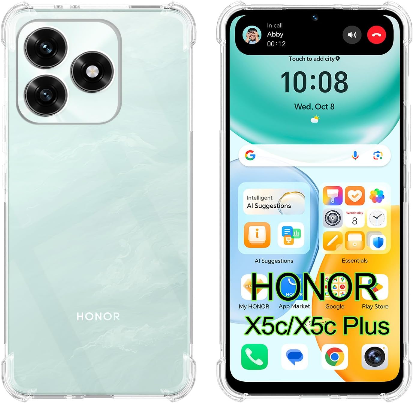 Honor X5c Plus Case Clear Silicone Shockproof Gel Phone Cover