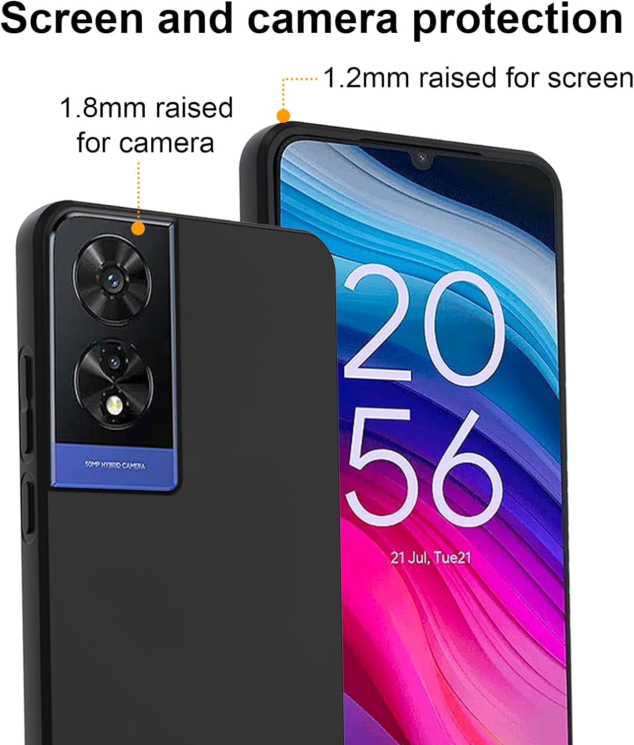 TCL 505 Case Black Gel Phone Cover & Screen Protector