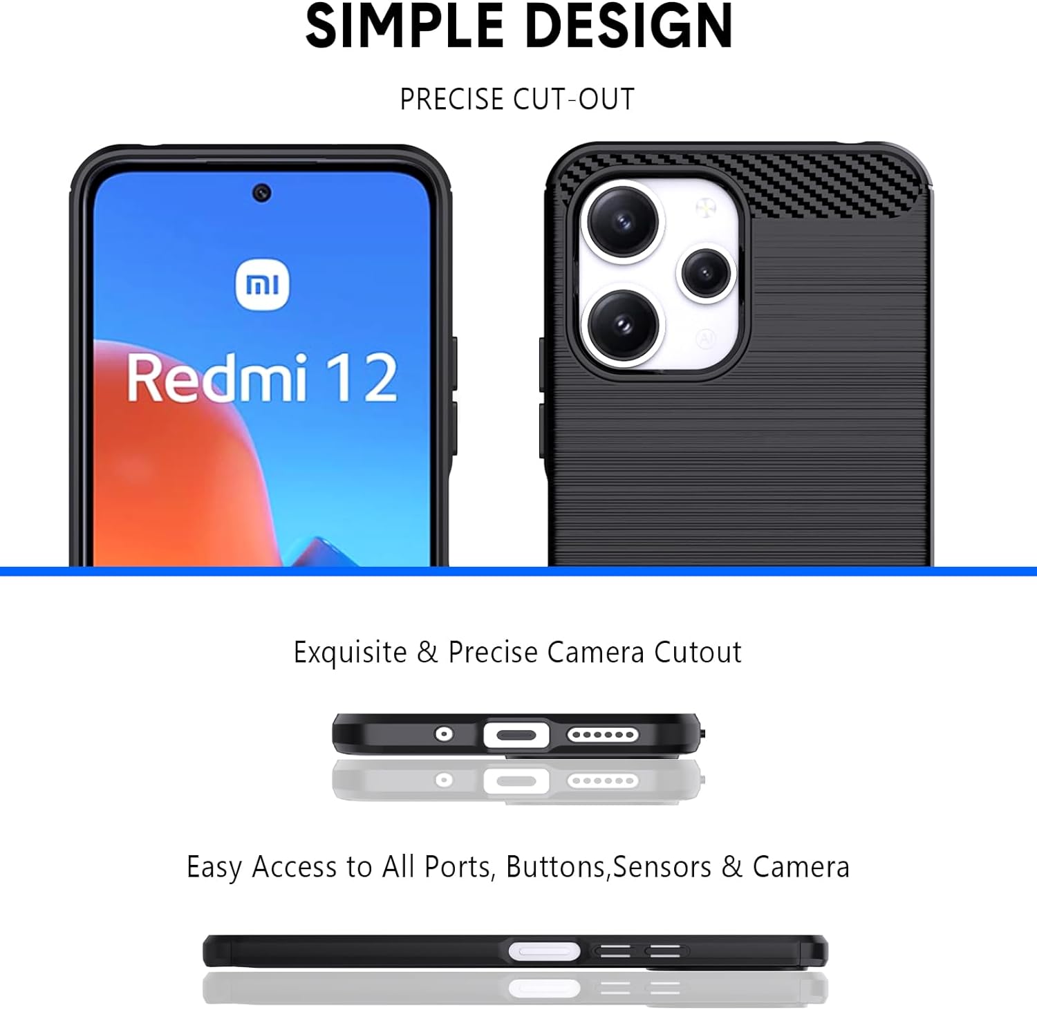 Xiaomi Redmi 12 Case Carbon Fibre Phone Cover