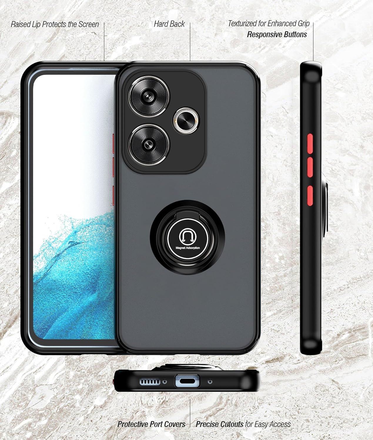 Xiaomi Poco F6 Case Kickstand Shockproof Cover Heavy Duty