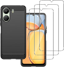 Xiaomi Redmi 13C / Poco C65 Case Carbon Fibre Phone Cover & Screen Protector