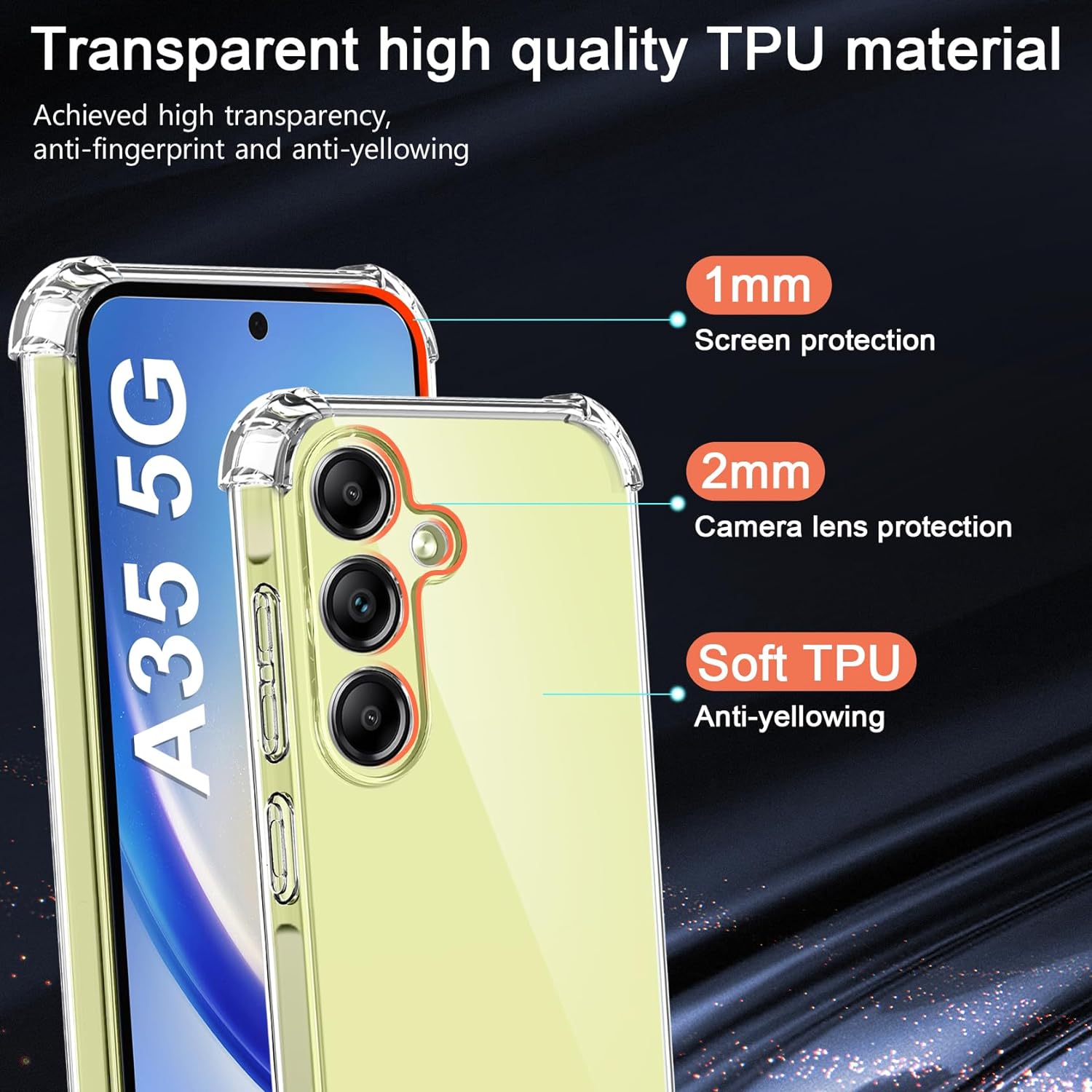 Samsung Galaxy A35 5G Case Clear Phone Cover & Screen Protector