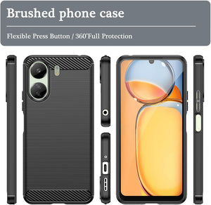 Xiaomi Redmi 13C / Poco C65 Case Carbon Fibre Phone Cover & Screen Protector