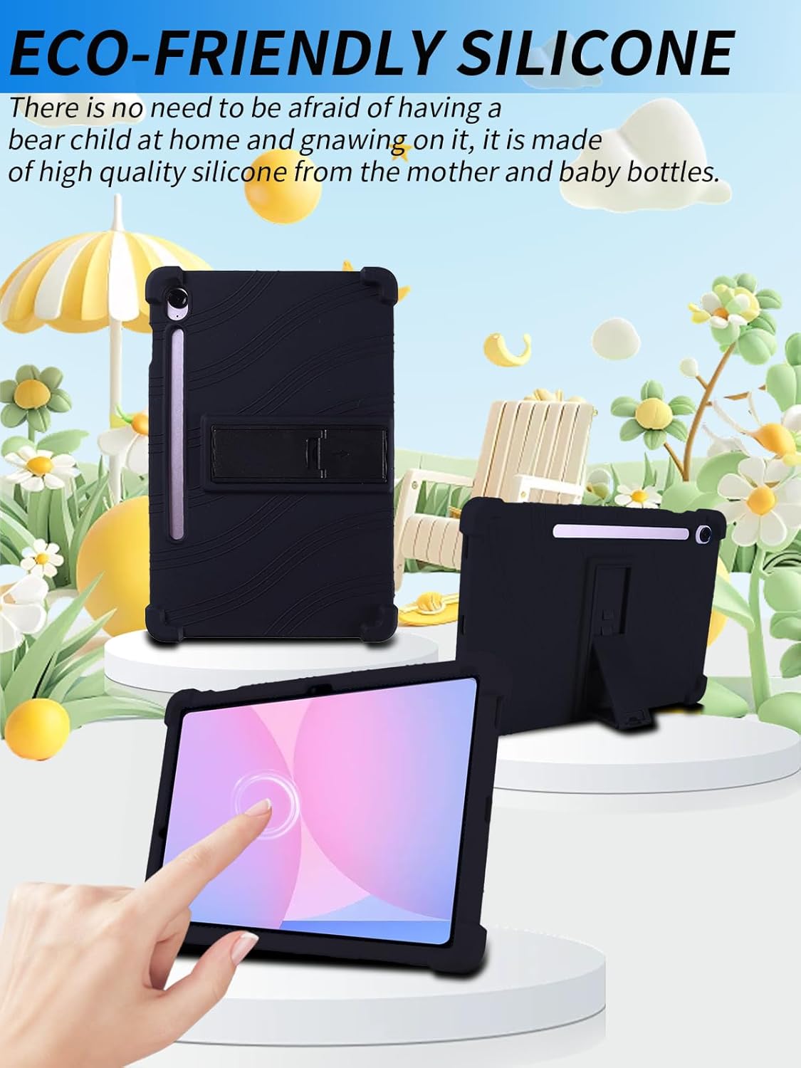 Samsung Galaxy Tab S10 FE Case Tablet Stand Cover Kids Heavy duty Shockproof Black
