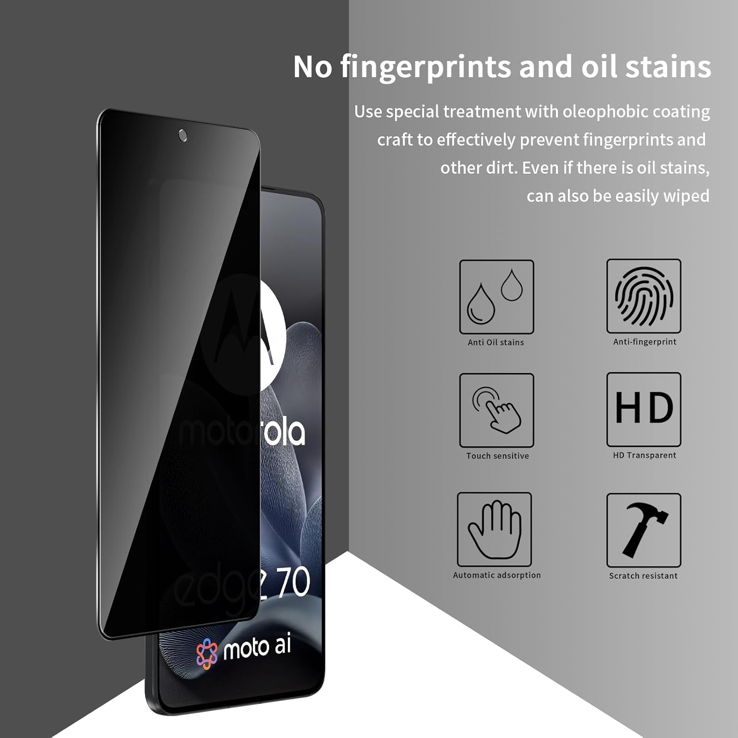 Motorola Edge 70 Fusion Screen Protector Privacy Anti-Spy 2 Pack