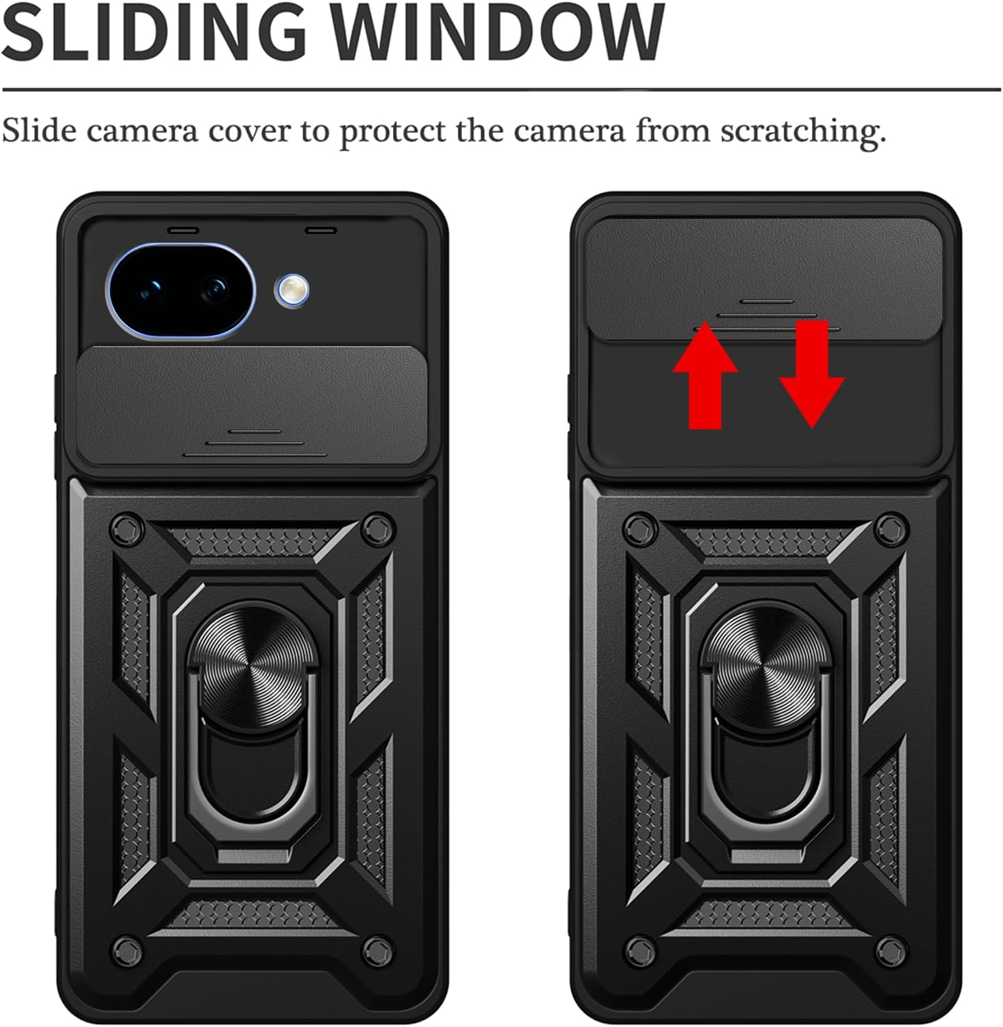 Google Pixel 10a Case Shockproof Ring Stand Phone Camera Lens Cover