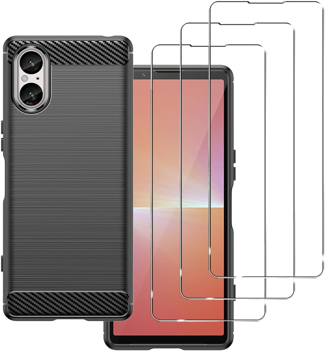 Sony Xperia 5 V Case Carbon Fibre Phone Cover & Screen Protector