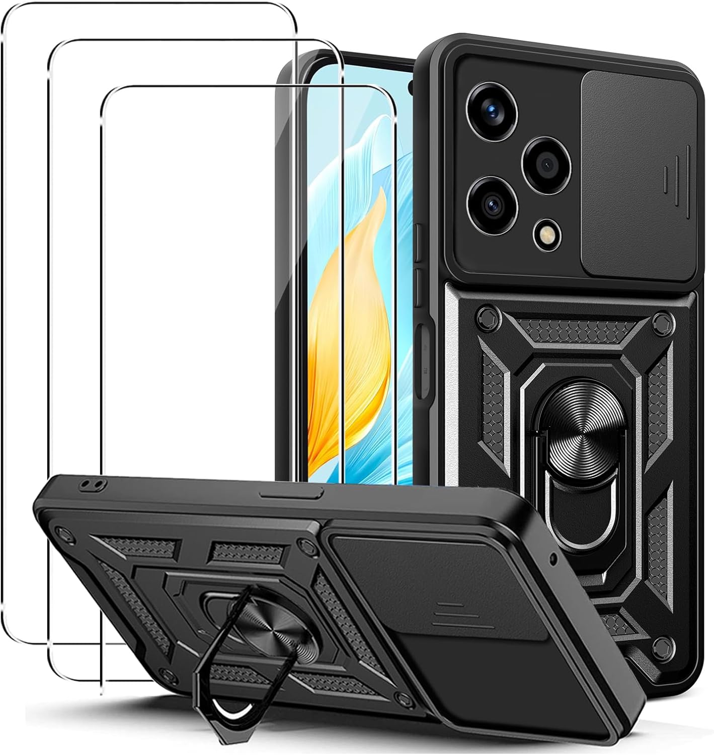 Honor 200 Lite Pro Case Shockproof Ring Phone Cover & Screen Protector
