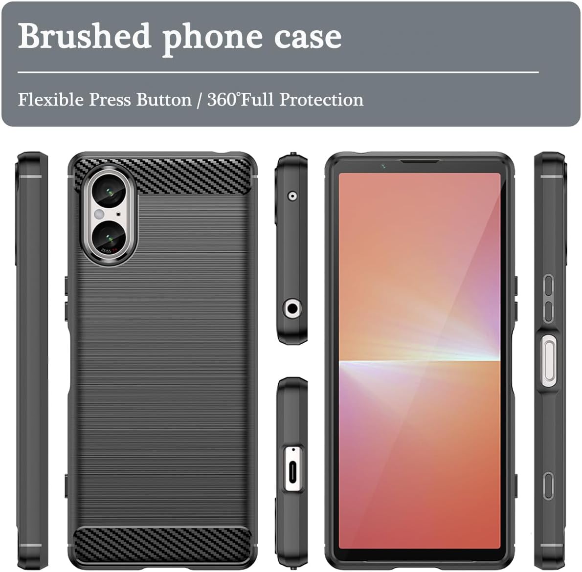 Sony Xperia 5 V Case Carbon Fibre Phone Cover & Screen Protector