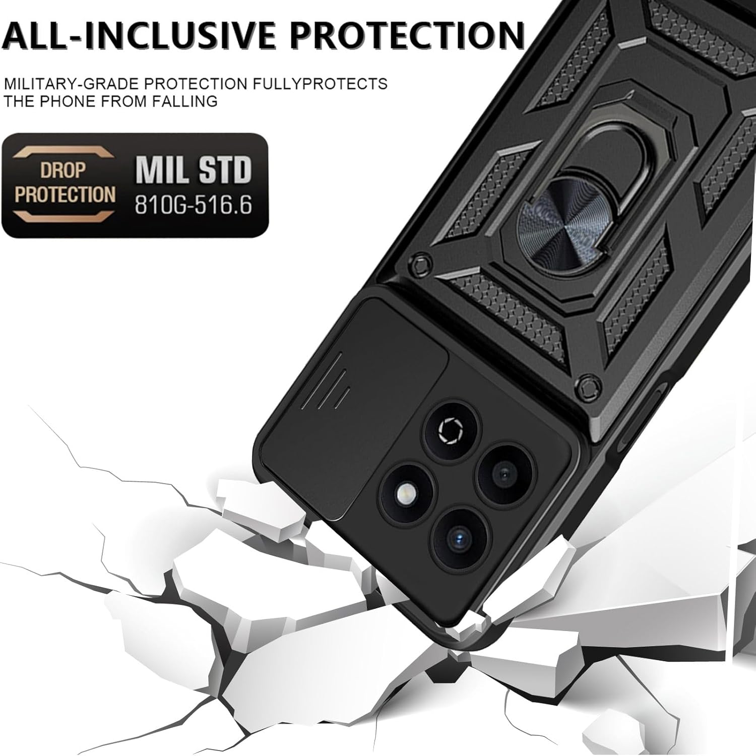 Honor X6c Case Shockproof Ring Stand Phone Camera Lens Cover